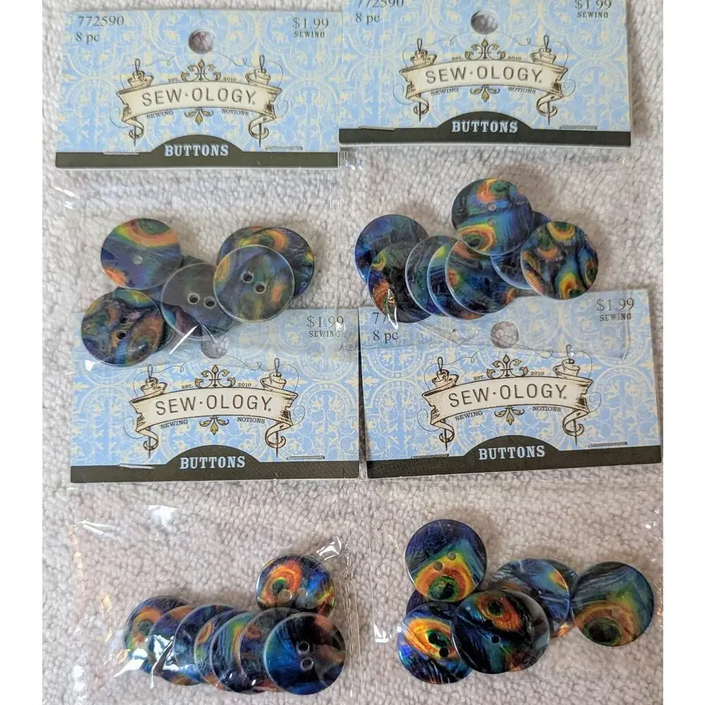 One ( 8 / pack) Sew-ology Tye-Dye Round 20mm Flat 2-hole Buttons Crafts
